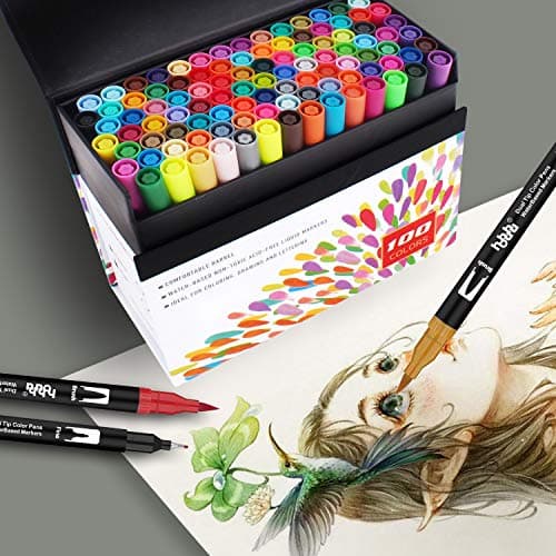Stylos Feutre 100 Couleurs pour Calligraphie et Coloriage Adulte hho-100B