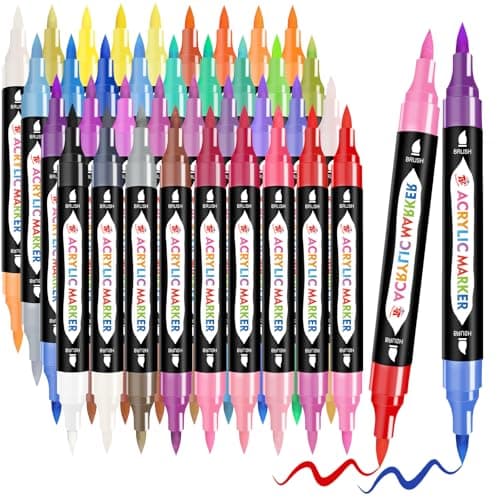 Feutres acryliques 72 couleurs TBC, 36 pièces pointe double Marqueurs peinture acrylique