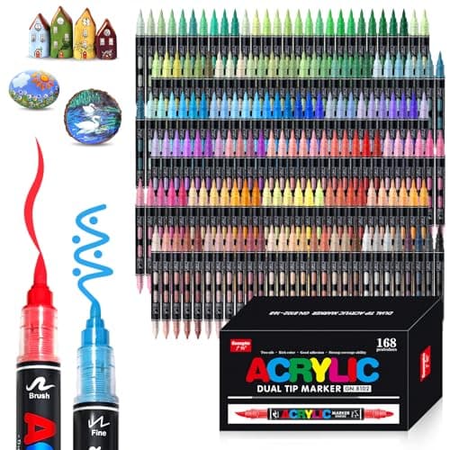 Marqueur VAKKI acrylique 36 couleurs, peinture liquide pour adultes, idéal pour pierre, calligraphie, bois, toile et ver — 168