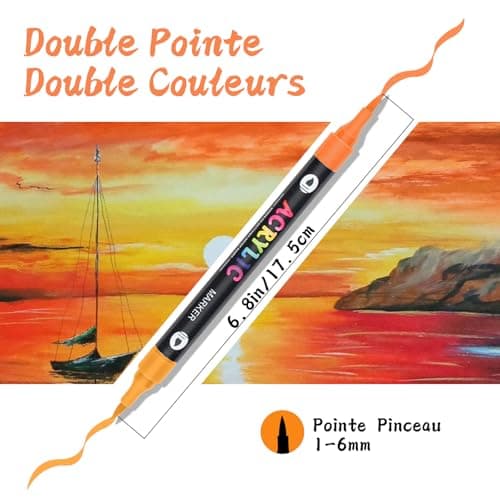 AEDAGA Feutres Acrylique 72 Couleurs, 36 Stylos Marqueur Pour Enfants Et Adultes, Acrylic Marker Pour Décoration De Toil