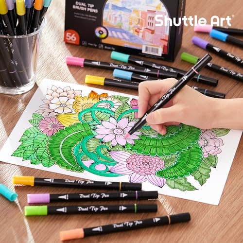 Marqueurs pastel Shuttle Art Lot de 56 stylos pour adultes Global Recycled Standard  
Feutres à double pointe Shuttle Ar