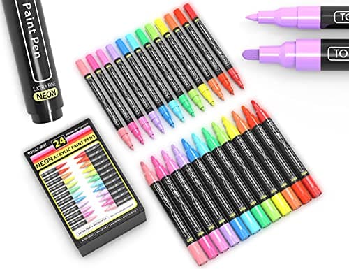 Marqueurs acrylique 3 mm non toxiques pour peinture Verre BoisMetalToilePoteriePlastique Projets bricolage Illustration — NÉON