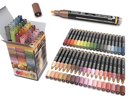 Lot de 36 feutres acryliques naturels non toxiques, couleurs terre naturelles, pointe moyenne 3 mm, pour peinture sur pi