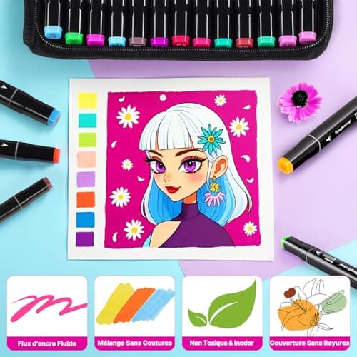 Tongfushop Feutres à Alcool 204 Couleurs Adulte Art Séchage Rapide
