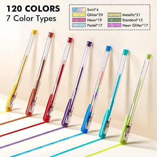 Shuttle Art 120 Stylos Gel Couleurs Non Toxiques, Perfect pour Adultes et Enfants, Coloriage et Dessin, Haute Qualité et