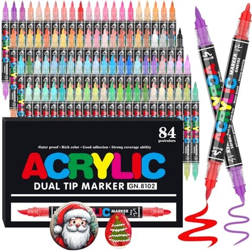 Feutre Acrylique Gelanty 168 Couleurs | Marqueur Liquide Flexible | Peindre sur Rocher et Bois | Idéal pour Artistes Ent — 84 Colors