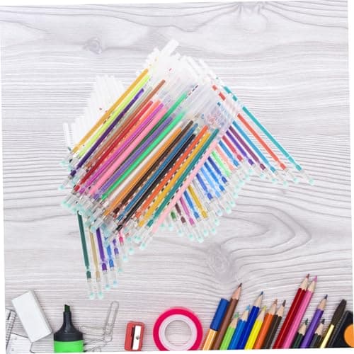 Veemoon Recharge de Stylos Gel Colorés Pailletés Pointe Fine Recharges d'Encre Fluorescente Art et Coloriage