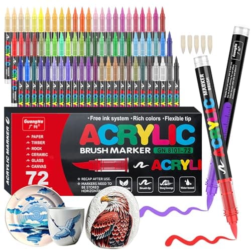 Feutre Acrylique Gelanty 168 Couleurs | Marqueur Liquide Flexible | Peindre sur Rocher et Bois | Idéal pour Artistes Ent — 72 Colors