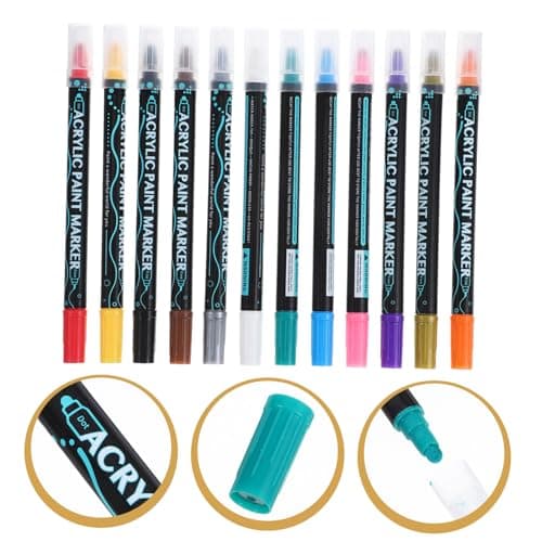Marqueurs Acryliques Double Pointe Sewroro 12 Couleurs Pour Adultes Art Supplies Peinture Écriture Et Bricolage