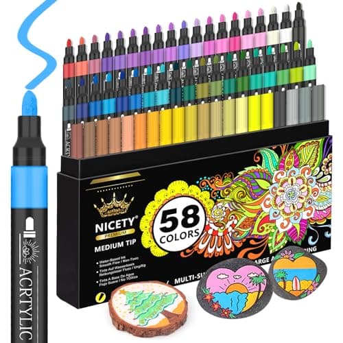 NICETY 136 Acrylique Peinture Stylo-Marqueur - Verre et Bois - Peinture Acrylique à Base d'Eau 0,7 mm - Toile, Verre, Cé — 58