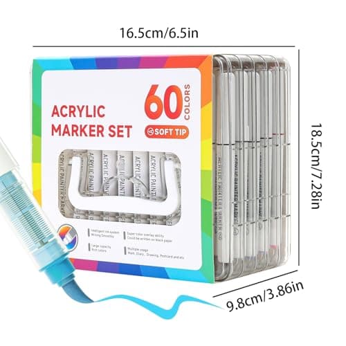Stylos artistiques Rrlihjgu 60 Couleurs pour Coloriage et Peinture sur Verre Tissu Bois | Traitement Acrylique | Idéal p