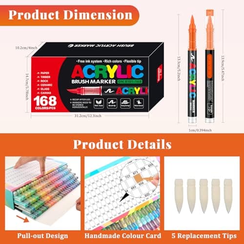 Funnasting 168 Couleurs Feutre Acrylique pour Arts & Crafts et Bricolage pour Adultes et Enfants Découvertes de Peinture