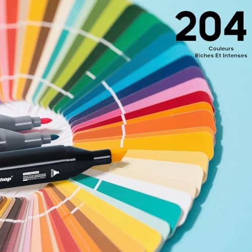 Marqueurs à alcool Tongfushop 204+2 couleurs, feutres coloriage adultes, permanents pour art esquisse