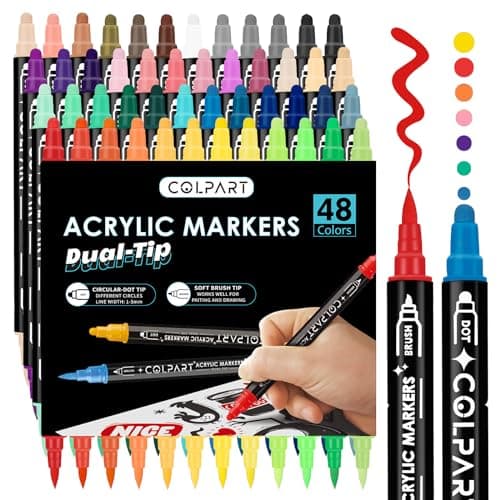 Marque Acrylic Paint Markers Colpart 36 Feutres à Double Pointe pour Peindre sur Roche, Bois et Toile - Materiaux Artist — 48 colors