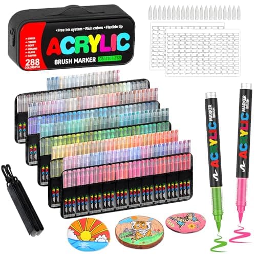 Laconile Marqueurs Acryliques - Portable Nuancier 288 Couleurs, Idéal pour Artisans et Artistes - Verre, Céramique & Pie
