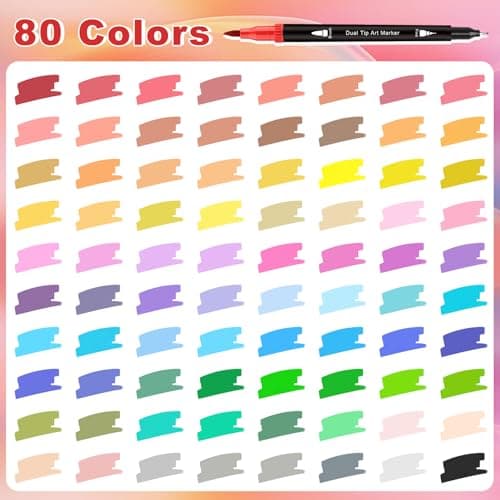 Gelanty Feutres Coloriage Adulte, 80 Stylos Double Pointe Aquarelle pour Adulte, Pinceaux Marqueurs de Qualité, Adaptés