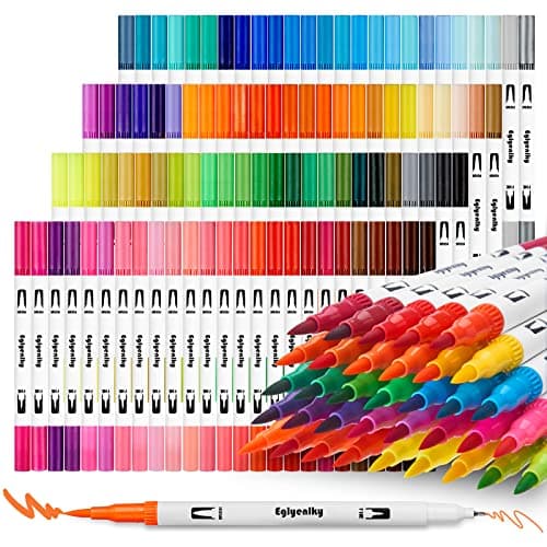 Marqueurs pinceaux à double pointe Eglyenlky - Coloriages adultes - Livres coloriage enfantsadultes - DessinJournal — 100 Colors-White