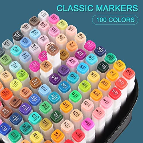 Mancola 100 Couleurs Feutres a Alcool Art Croquis, pour Artistes et Étudiants, DIY Esquisse MA-MK100