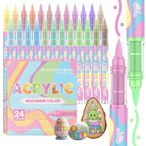 Funnasting Nuances de Peau Feutres Acrylique 24 Couleurs Résistantes à l'Eau pour Adultes, Peinture DIY sur Roches, Verr — Macaron