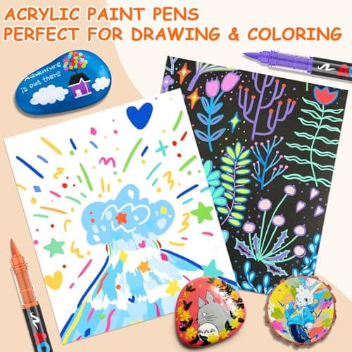Feutre Acrylique WOGOPRO 120 Couleurs pour Calligraphie et Peinture sur Bois, Pierre, Toile et Céramique - Stylo Acrylic