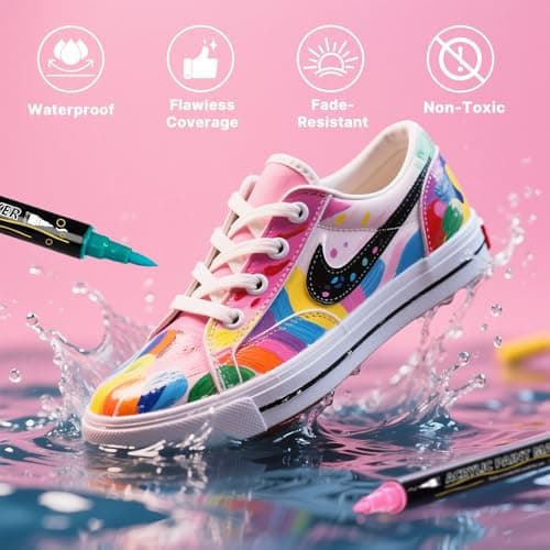 Tongfushop Feutres Acryliques 120 Couleurs pour Adulte - Double Pointe, Peinture à Base d'Eau pour Pierre, Bois, Toile e