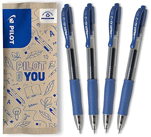 PILOT - Lot de 4 stylos roller à encre gel rétractables et rechargeables - Stylos en plastique recyclé - Idéal pour étud