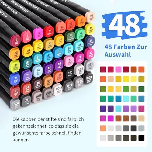 Feutres à alcool Aoriyar 48 Couleurs Adultes Artiste Coloriage Rapide Séchage Sac Transport TwinMarkers (48 COLOR)
