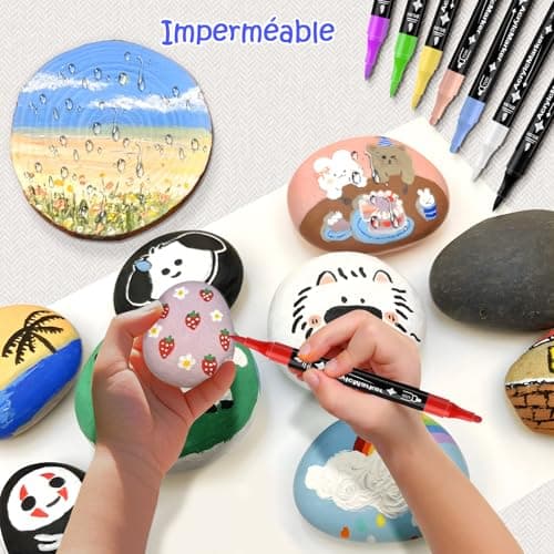 Dictien 24 Couleurs Feutres Acrylique Adultes, Séchage Rapide & Anti-Taches, Non Toxiques & Sans Odeur | Artistes & Bric