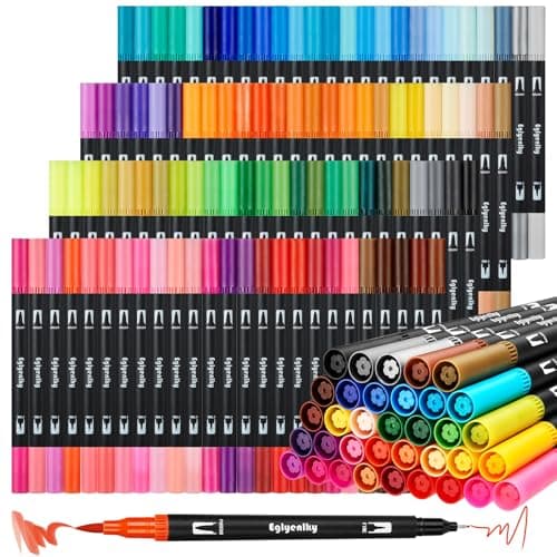 Marqueurs pinceaux à double pointe Eglyenlky - Coloriages adultes - Livres coloriage enfantsadultes - DessinJournal — 100 Colors-Black