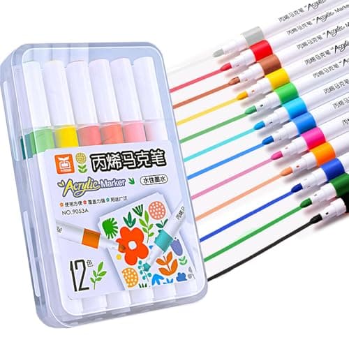 <think>

</think>

12 Couleurs Feutre Acrylique Pclapora, Marqueur Permanent pour Peinture sur Roche, Papier, Verre, Cér