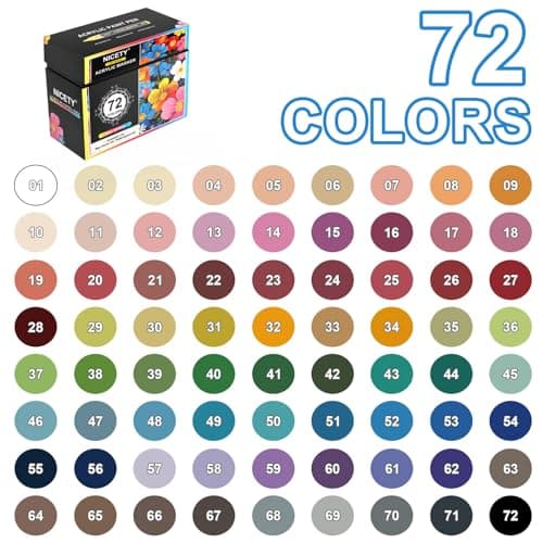 Marqueurs NICETY Acryliques Multi-Supports 72 Couleurs - Pointe Flexible 1-6mm pour Artistes et Débutants