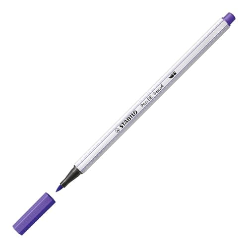 STABILO Feutre pinceau Pen 68 brush - Couleurs vives - Enfants - TravAIL & ÉCRIRE x 24 feutres - Etui carton - gamme ART