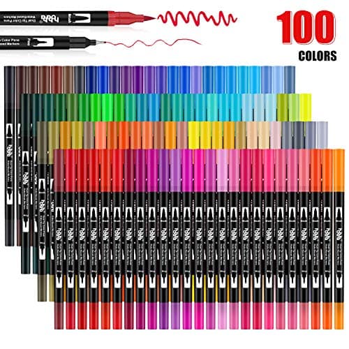 Stylos Feutre 100 Couleurs pour Calligraphie et Coloriage Adulte hho-100B