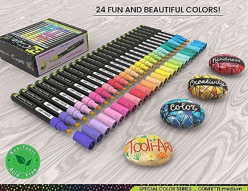 Marqueurs acrylique 3 mm non toxiques pour peinture Verre BoisMetalToilePoteriePlastique Projets bricolage Illustration