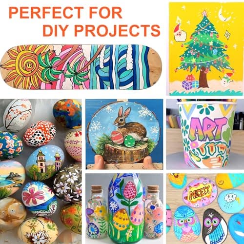 NICETY Marqueur Peinture Acrylique 128 Pcs - Peinture Stylo Acrylique pour Bois, Toile, Verre, Céramique - Double Pointe