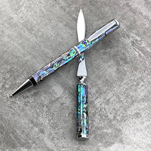 Stylo plume LACHIEVA Schmidt coquillage d'ormeau pointe fine pour homme et femme coffret cadeau fête — Bleu 5.