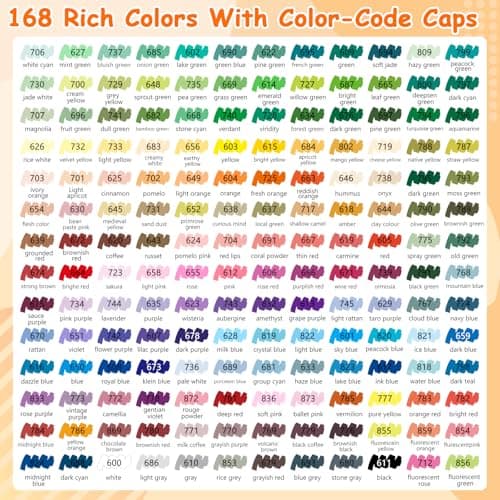 WOGOPRO Marqueur Acrylique 168 Couleurs | Stylo Paint pour Calligraphie et Artatif | Bois, Pierre, Toile et Céramique |