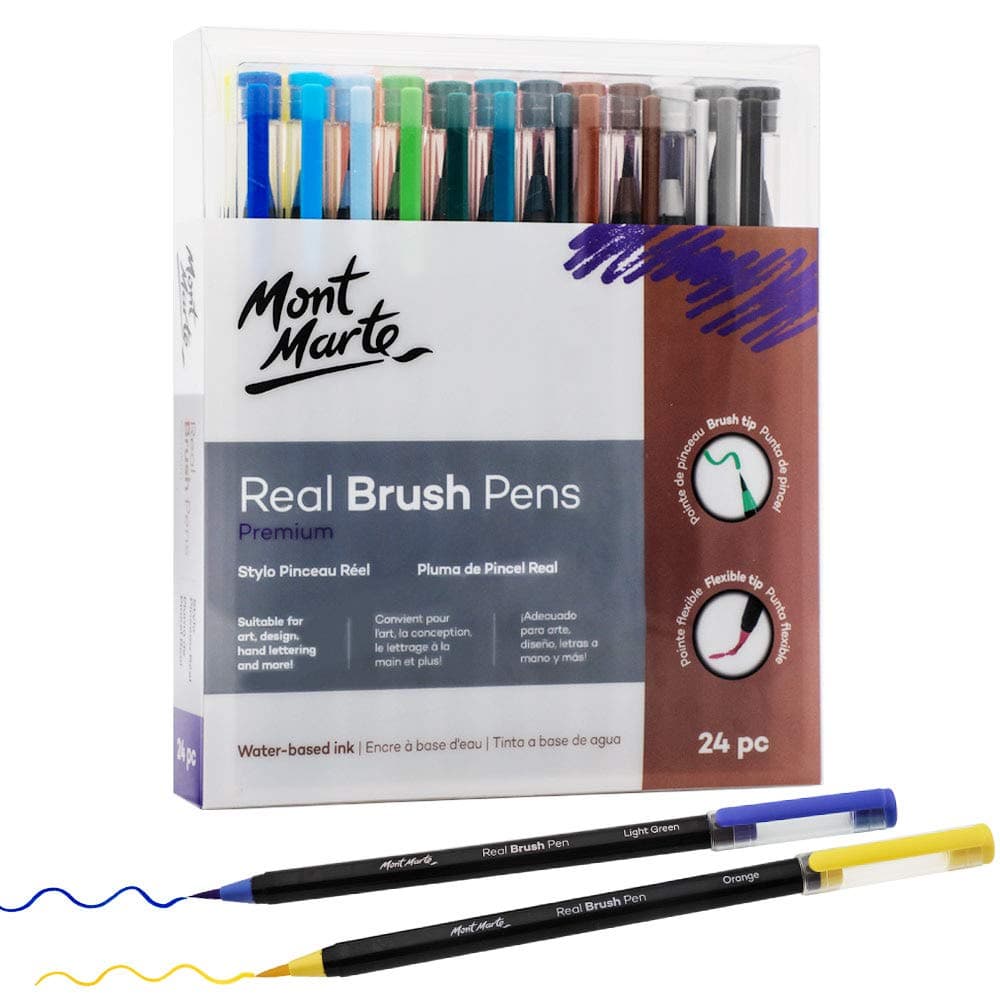 MONT MARTE Feutres Coloriage 24 Brush Pens Peinture à eau Idéal pour Dessin et Calligraphie