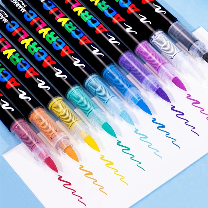 Guangna feutres acryliques 120 tailles, pointe fine flexible et précise, encre opac superposable, idéal pour verre, céra