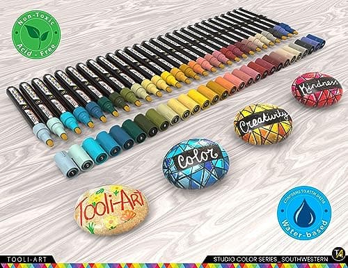 Marqueurs acryliques à pointe extra fine de 3 mm Couleurs Sud-Ouest - Non toxiques, à base d'eau, séchage rapide pour pe