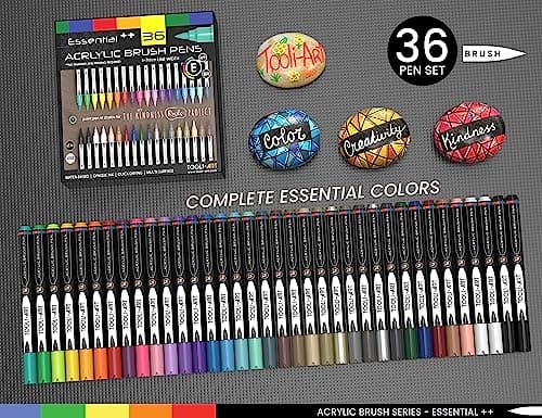 Lot de 36 marqueurs acryliques souple 1-7 mm non toxiques pour lettrage et art