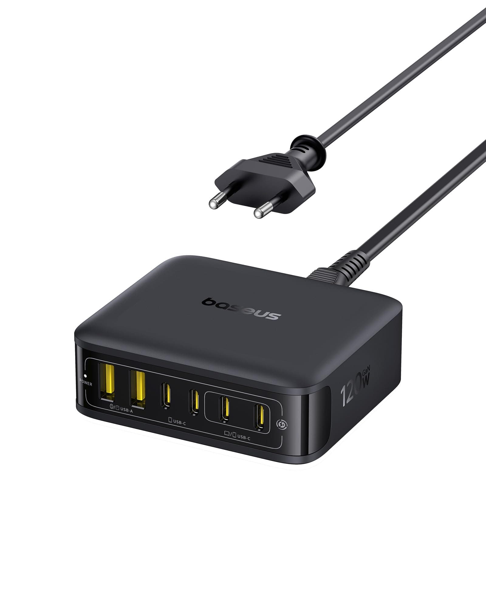 Baseus Chargeur USB-C 120W Rapide pour iPhone 16/Pro Max - Station de Charge 6-Port - Compatible MacBook / Pixel / Galax