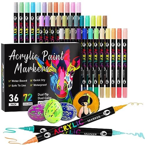 TrendGate 72 Couleurs Marqueur Acrylique Double Pointe Pinceau Pour Artiste Environnement Intérieur Exterieur