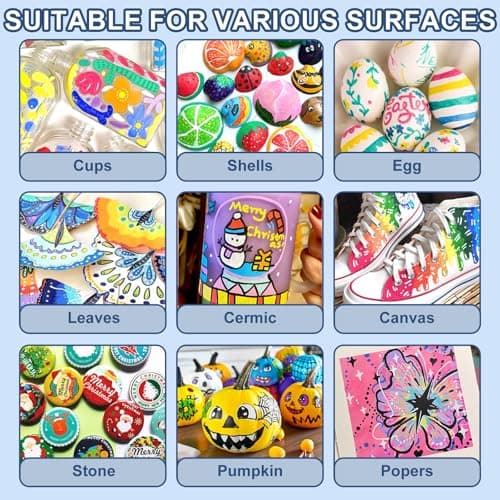 VividHues Feutre Acrylique 120 Couleurs - Marqueur Acrylique pour Peinture sur Bois, Toile, Verre et Céramique, Idéal po
