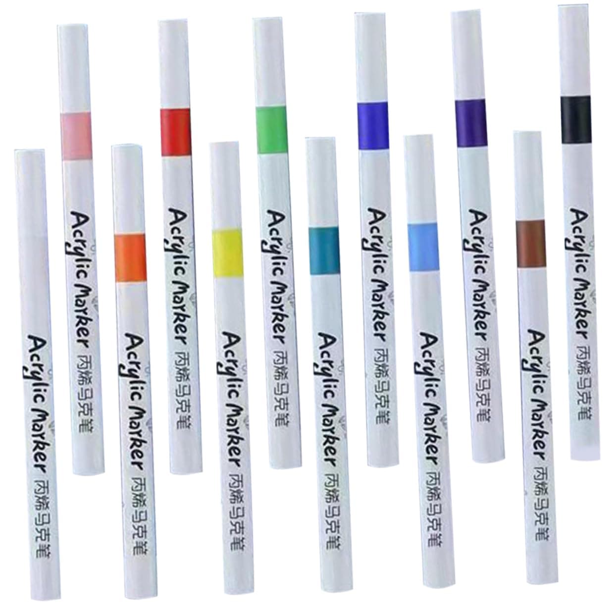 DIYEAH Marqueurs de peinture acrylique multifonctions colorés pour dessin et écriture portables 12 pièces
