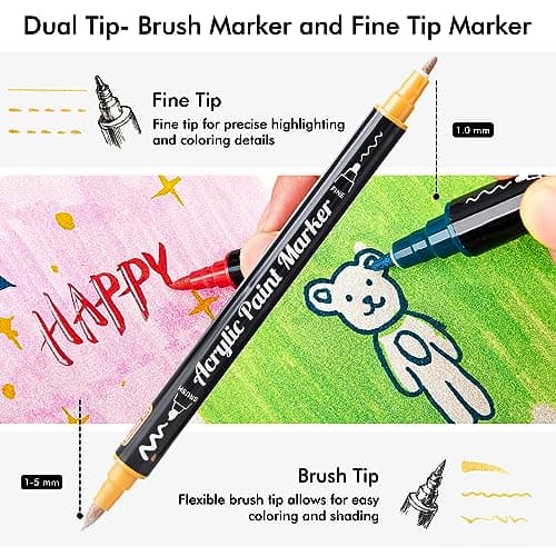 Marqueur acrylique métallique Shuttle Art 28 feutres pour calligraphie et bricolage Global Recycled Standard