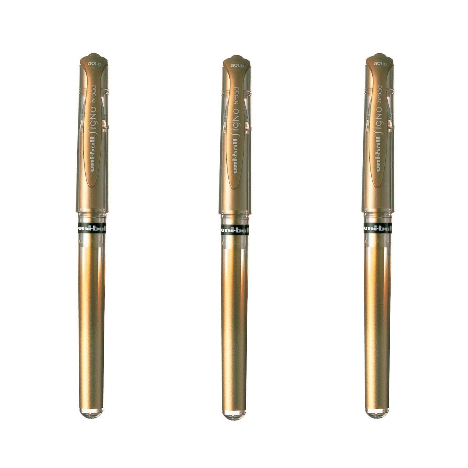 Uni-ball Mitsubishi Pencil - Roller Créatif Encre Gel Signo Broad Or - Pointe 1 mm - Écriture Large pour Carterie et Loi