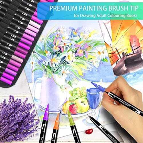 Efimeso 168 Couleurs Feutres Coloriage Adulte, Stylo Feutre Double Pointe Fine pour Artistes, Feutres Pinceaux Aquarelle