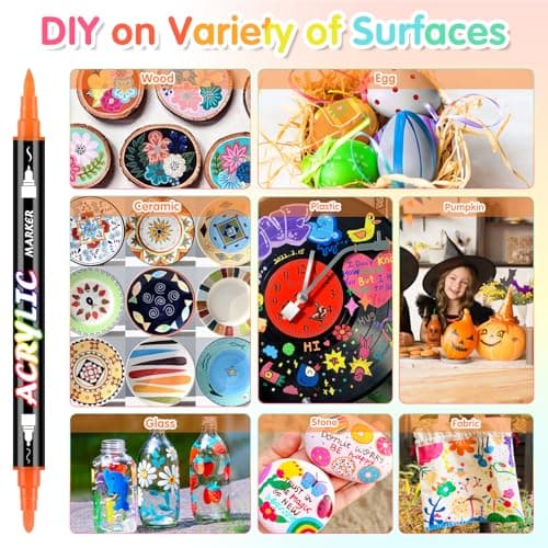 Feutre acrylique Sonlaryin 60 couleurs pour peinture, bricolage et toile, Marqueur acrylique Sonlaryin double pointe pou