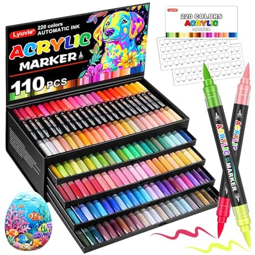 Lyuvie 220 Couleurs Feutre Acrylique, Acrylique Paint Marker Marqueur Peinture, pour Artistes et Artistes Débutants, Art